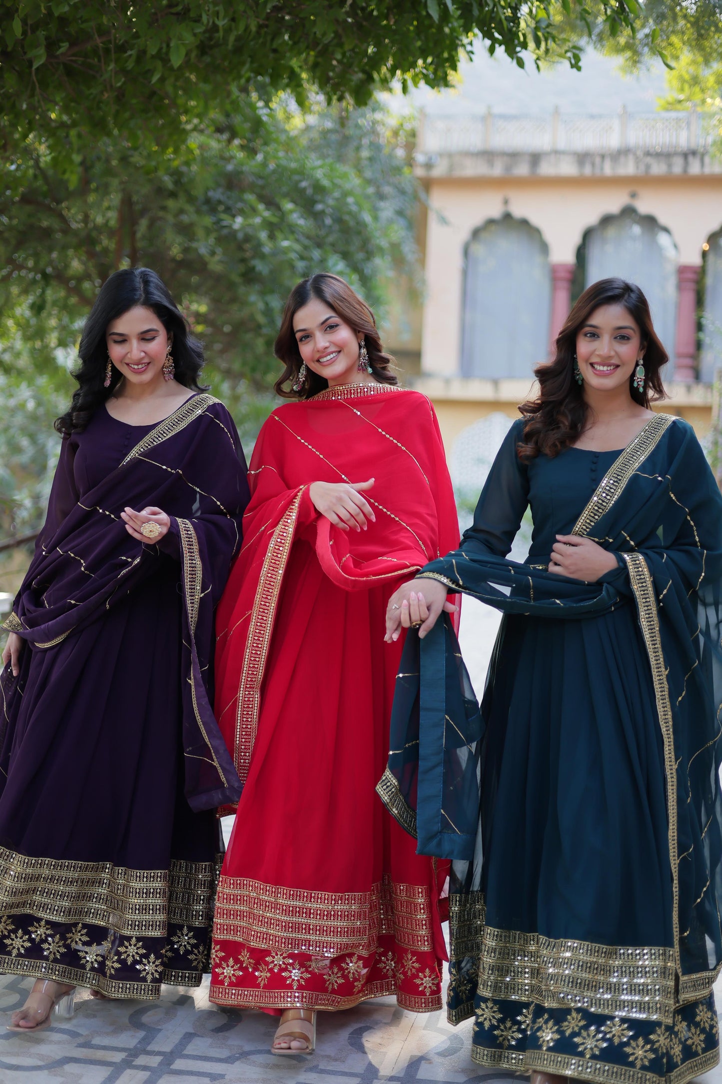 Faux Blooming Gown with Dupatta With Attractive Embroidered work.๐