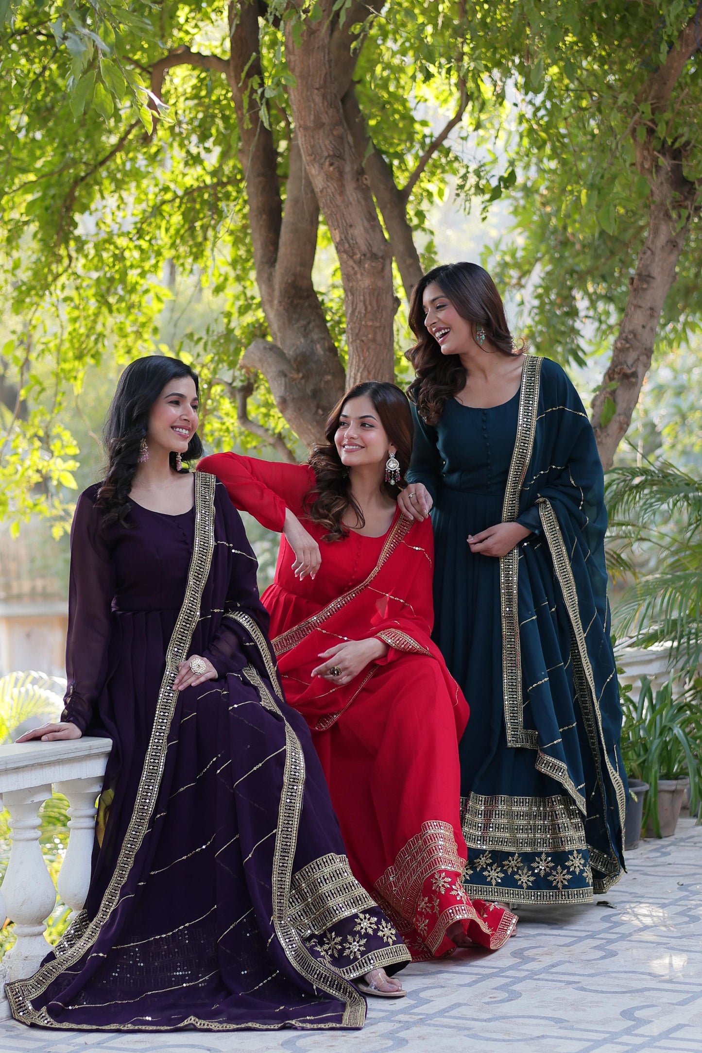 Faux Blooming Gown with Dupatta With Attractive Embroidered work.๐