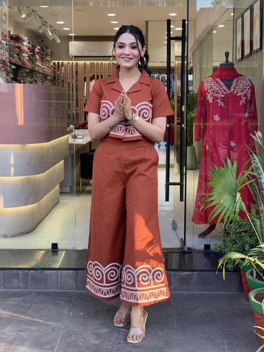 Pure Cotton Shirt Style (With Heavy Embroidery on Front Front Embroidery on Plazzo) (WACD45)