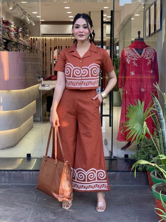 Pure Cotton Shirt Style (With Heavy Embroidery on Front Front Embroidery on Plazzo) (WACD45)