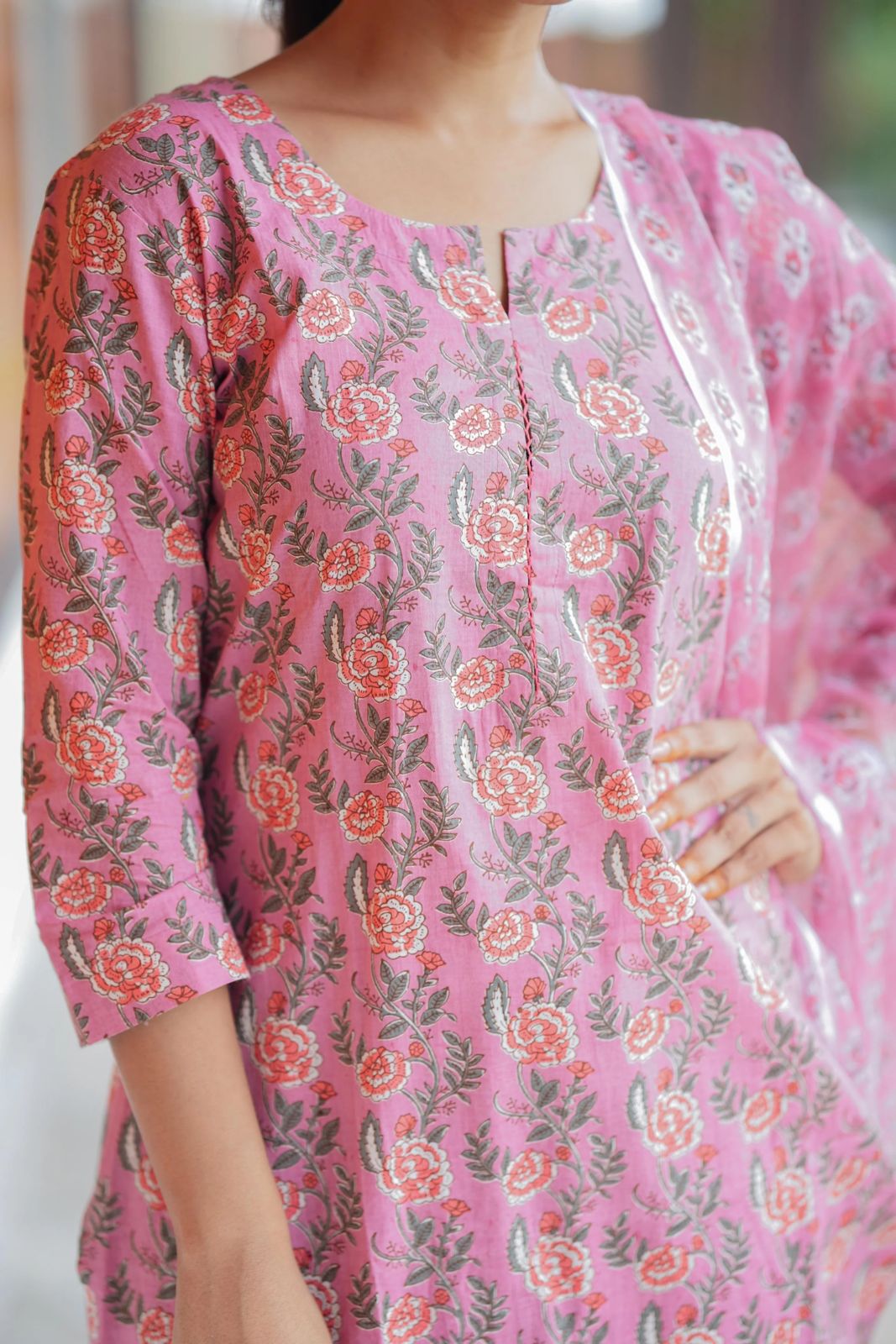 🌹🌹Pure fine Cotton fabric Kurti with Pant with cotton 100-100 Dupatta🌹🌹 (WARED82)