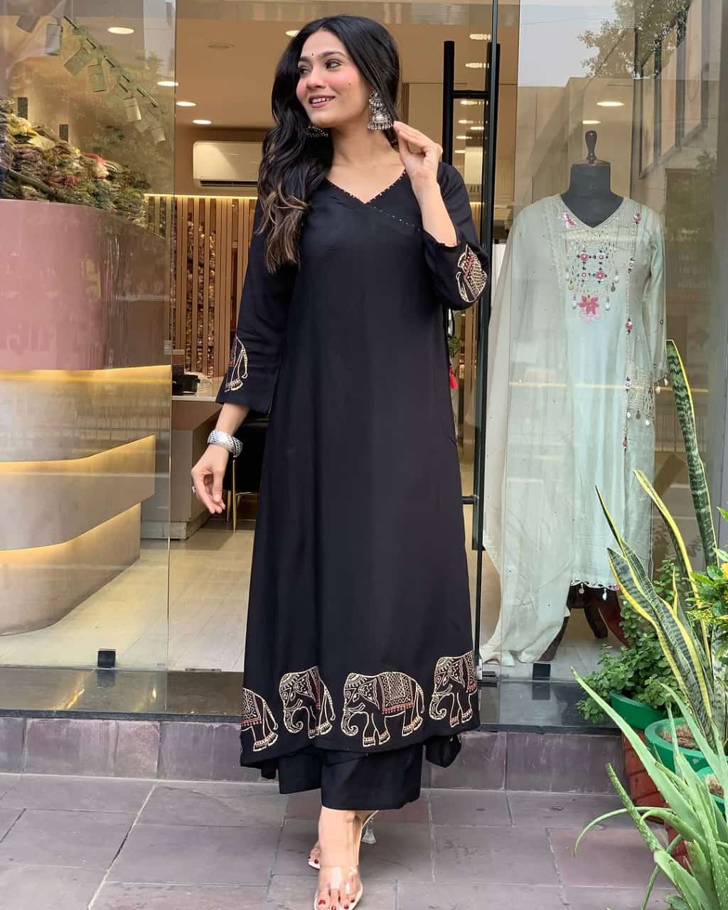 .Upgrade your office wear wardrobe with this classy kurti embroidery work detailing with (WACD17)