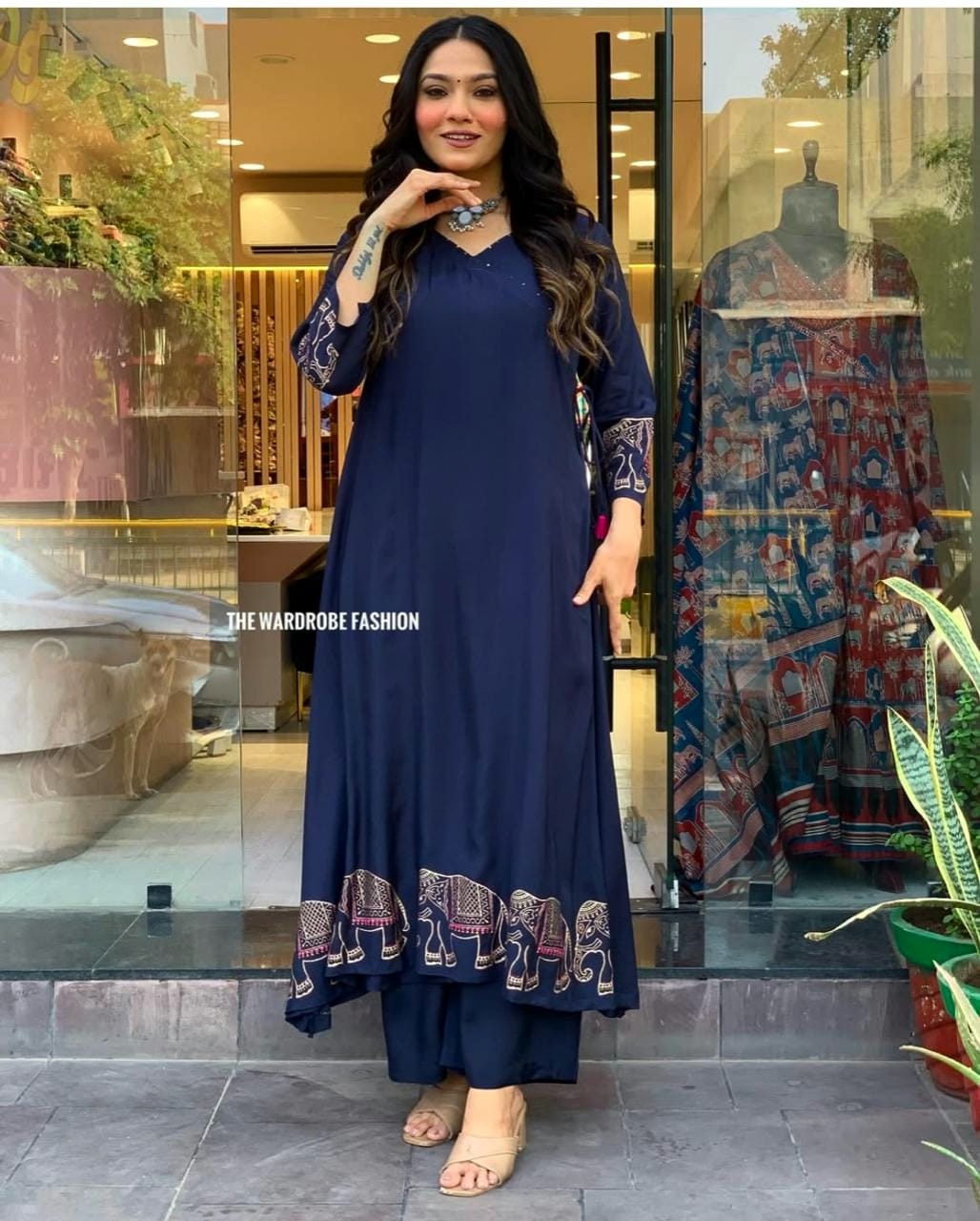 .Upgrade your office wear wardrobe with this classy kurti embroidery work detailing with (WACD17)