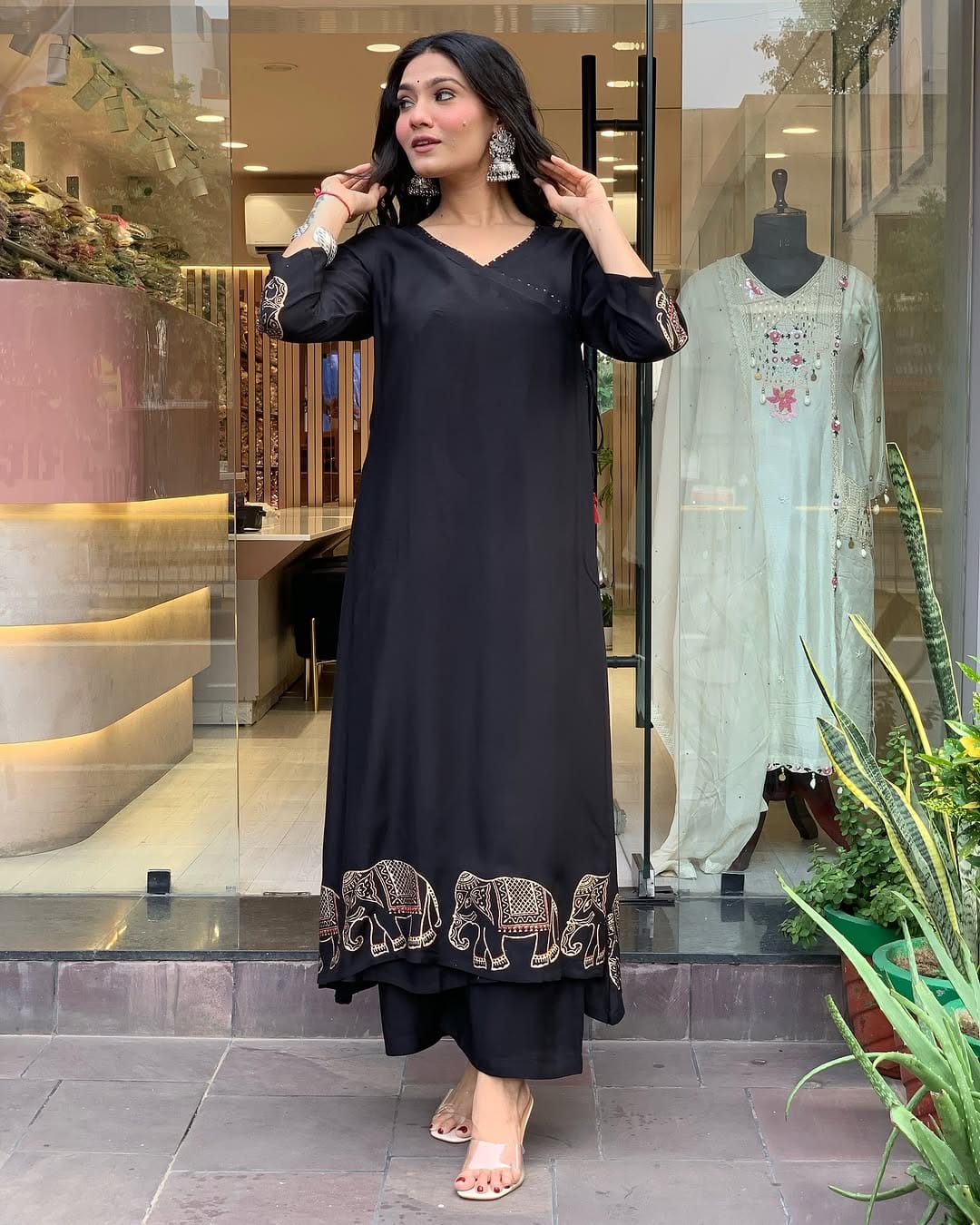 .Upgrade your office wear wardrobe with this classy kurti embroidery work detailing with (WACD17)