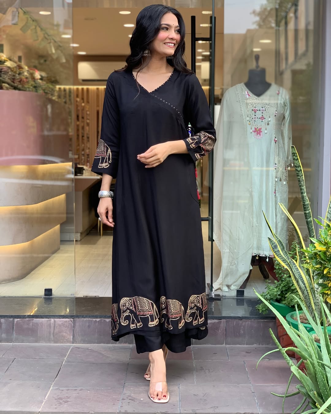 .Upgrade your office wear wardrobe with this classy kurti embroidery work detailing with (WACD17)