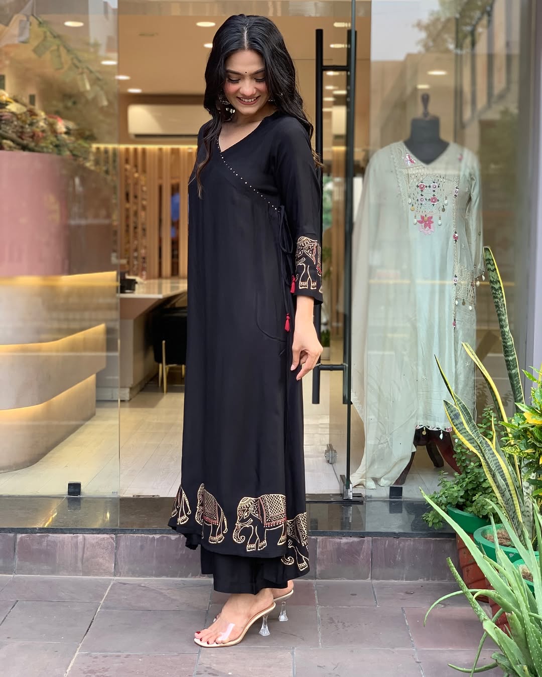 .Upgrade your office wear wardrobe with this classy kurti embroidery work detailing with (WACD17)