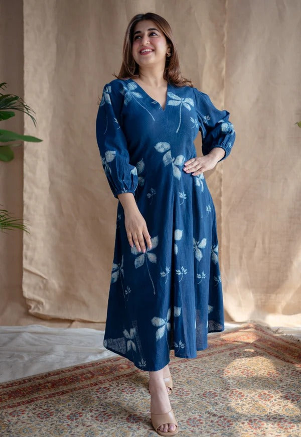 💕💝🦋🥰 look ;stylish and walk in comfort with our New multi flower Midi with stylish puff slavees set perfect for your wardrobe ☺️ 🫶🏻 (WACD38)