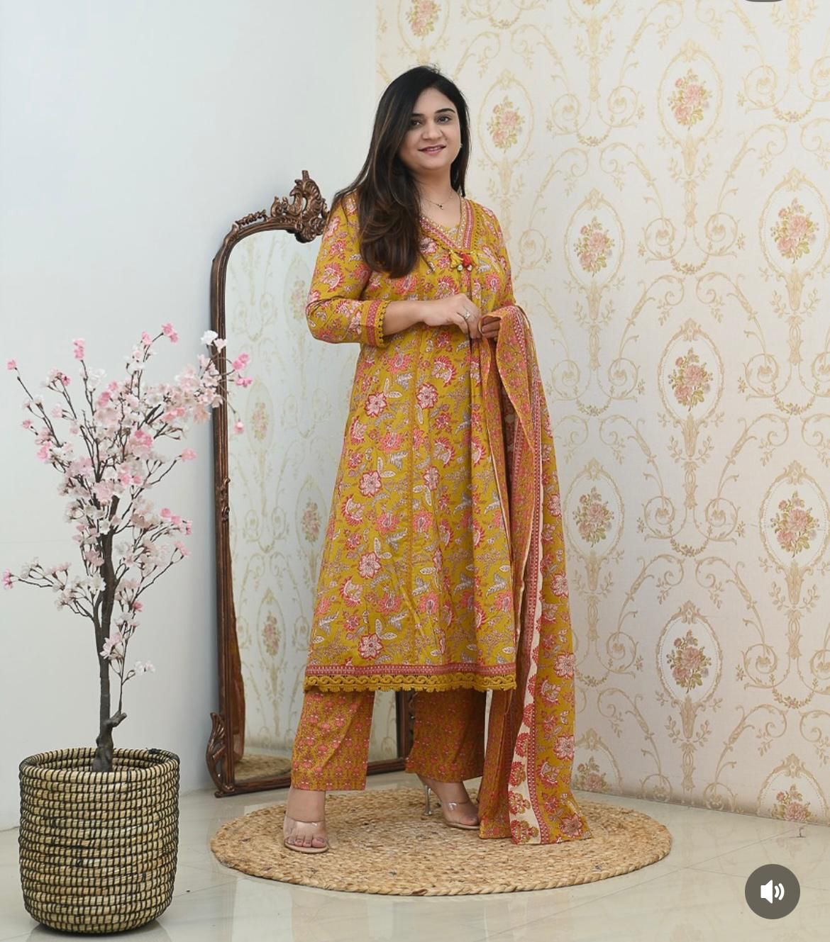New straight A line kurta set with machin print (WARED27)