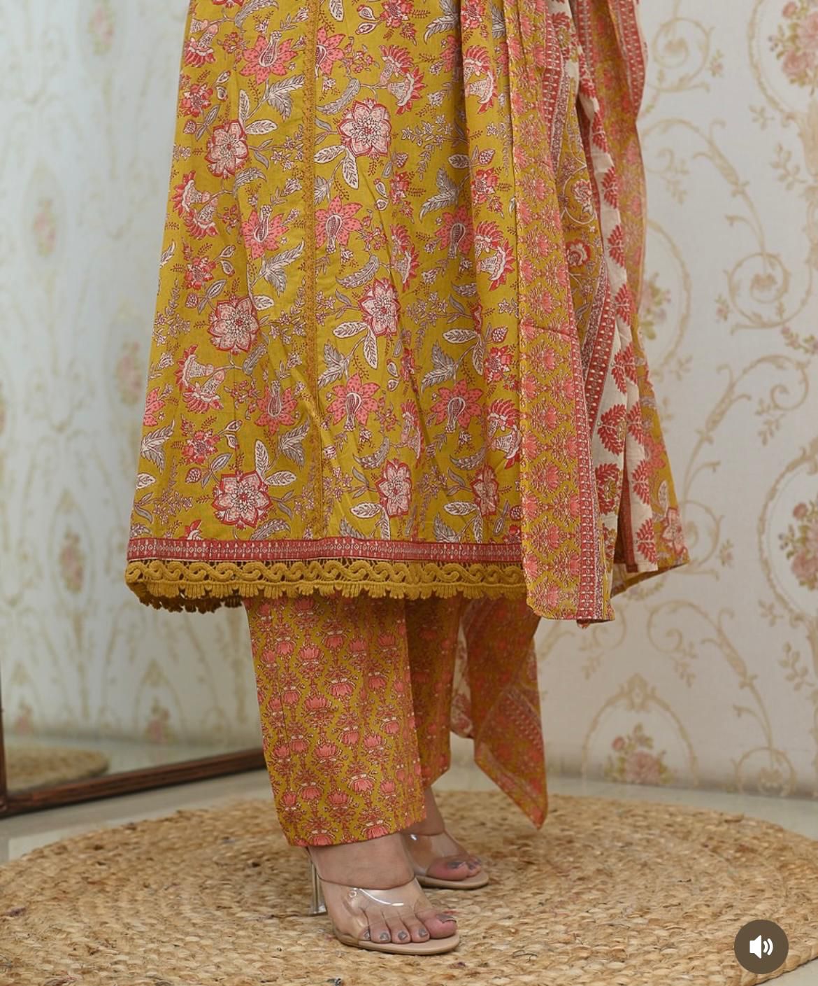 New straight A line kurta set with machin print (WARED27)