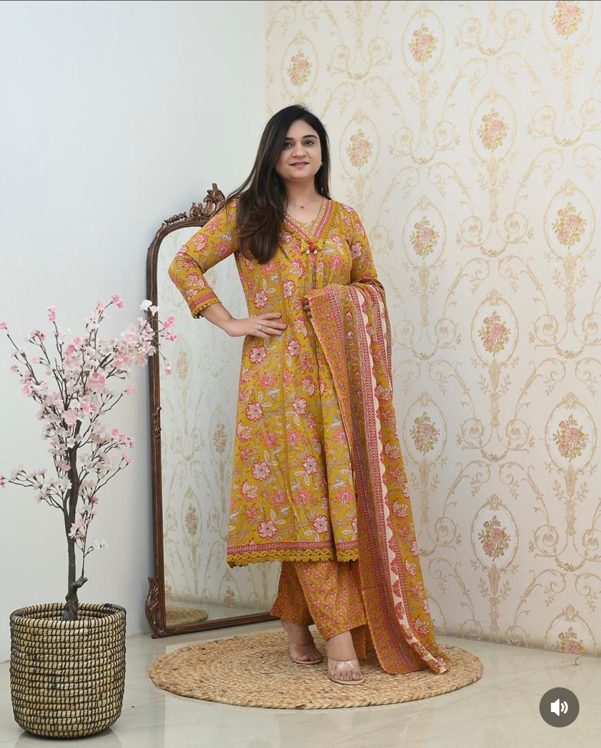 New straight A line kurta set with machin print (WARED27)