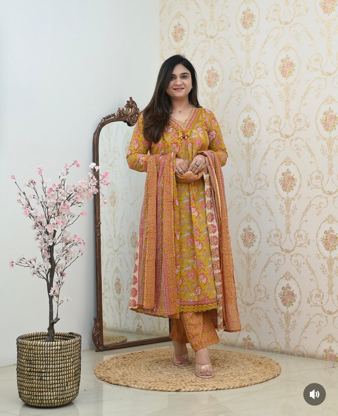 New straight A line kurta set with machin print (WARED27)