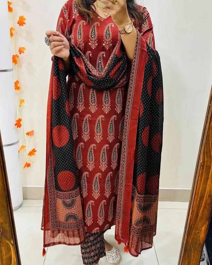 🌹🌹Pure fine Cotton fabric Kurti with Pant with cotton 100-100 Dupatta🌹🌹(WARED30)