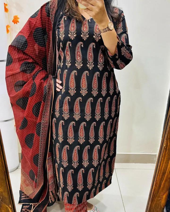 🌹🌹Pure fine Cotton fabric Kurti with Pant with cotton 100-100 Dupatta🌹🌹(WARED30)