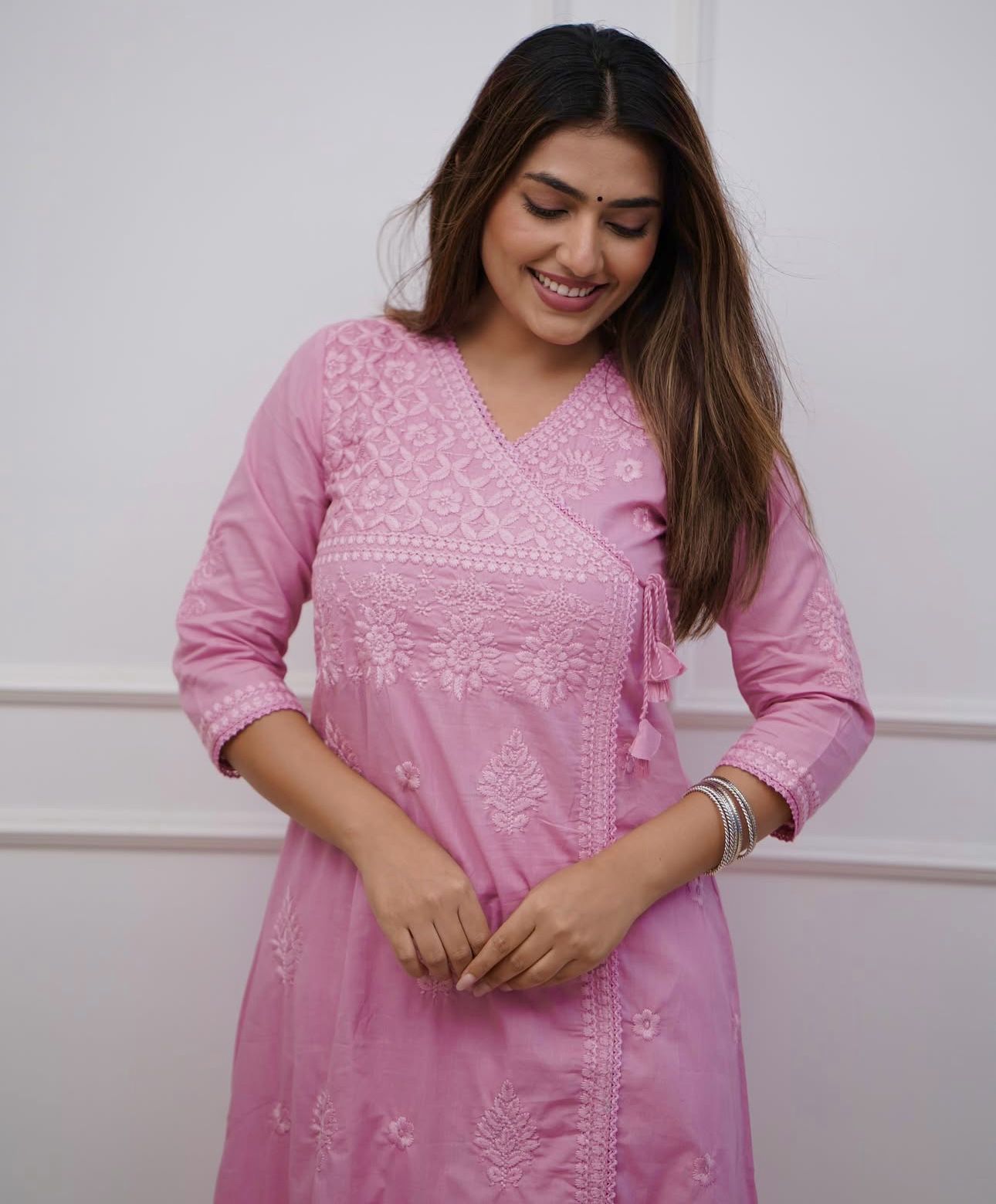 ✨✨Shop this beautiful cotton chikankari angrakha style pant sets perfect for this summer✨✨(WARED31)