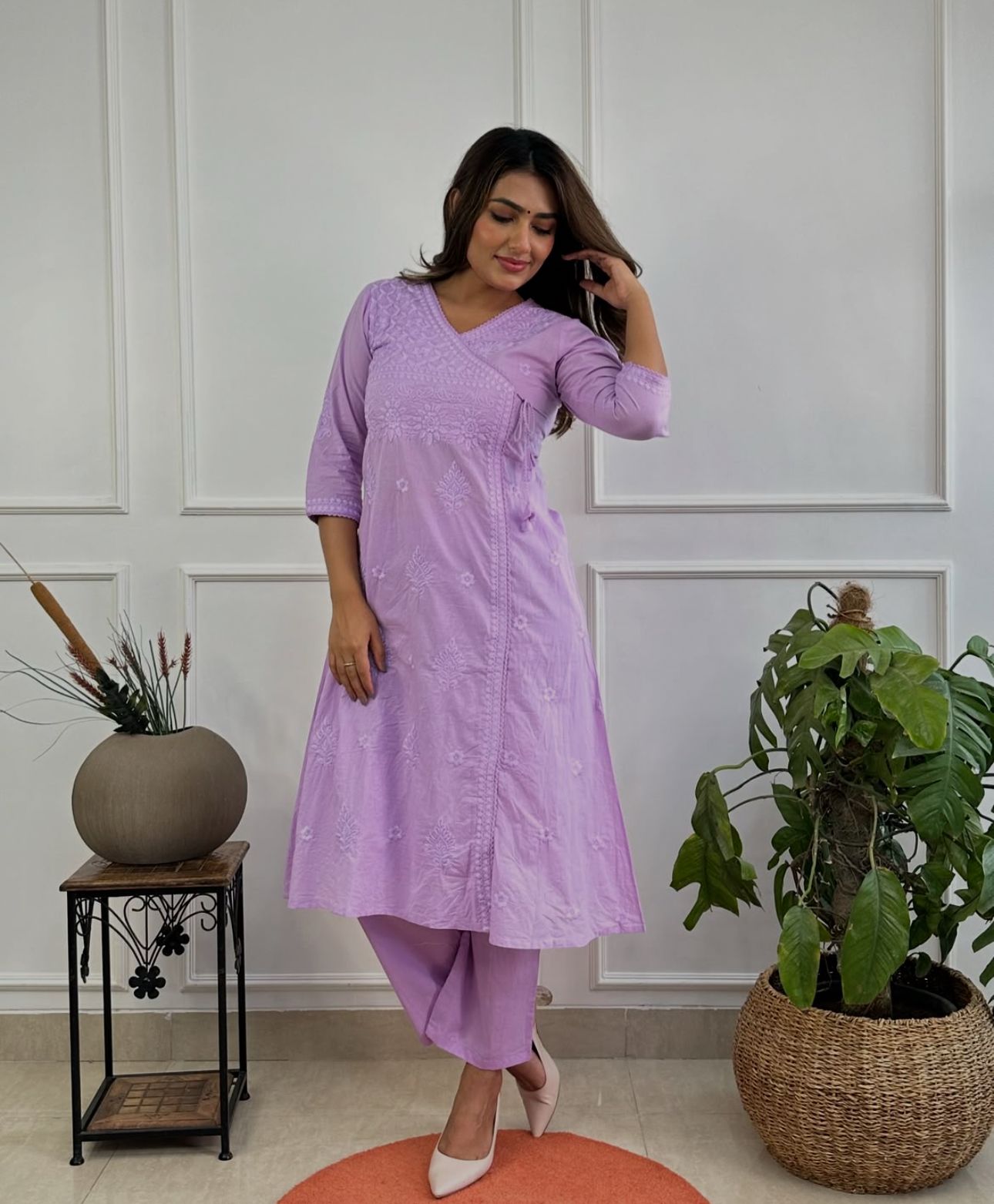 ✨✨Shop this beautiful cotton chikankari angrakha style pant sets perfect for this summer✨✨(WARED31)