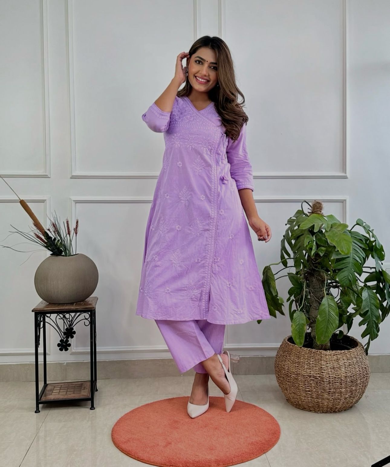 ✨✨Shop this beautiful cotton chikankari angrakha style pant sets perfect for this summer✨✨(WARED31)