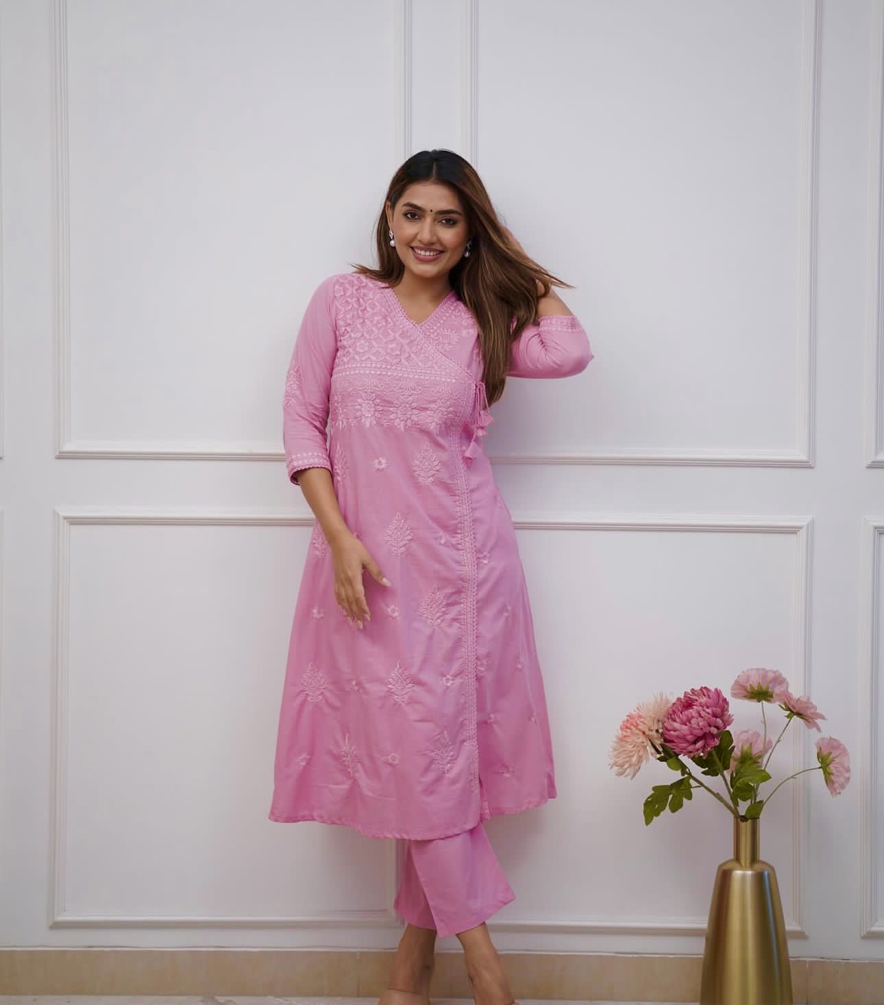 ✨✨Shop this beautiful cotton chikankari angrakha style pant sets perfect for this summer✨✨(WARED31)