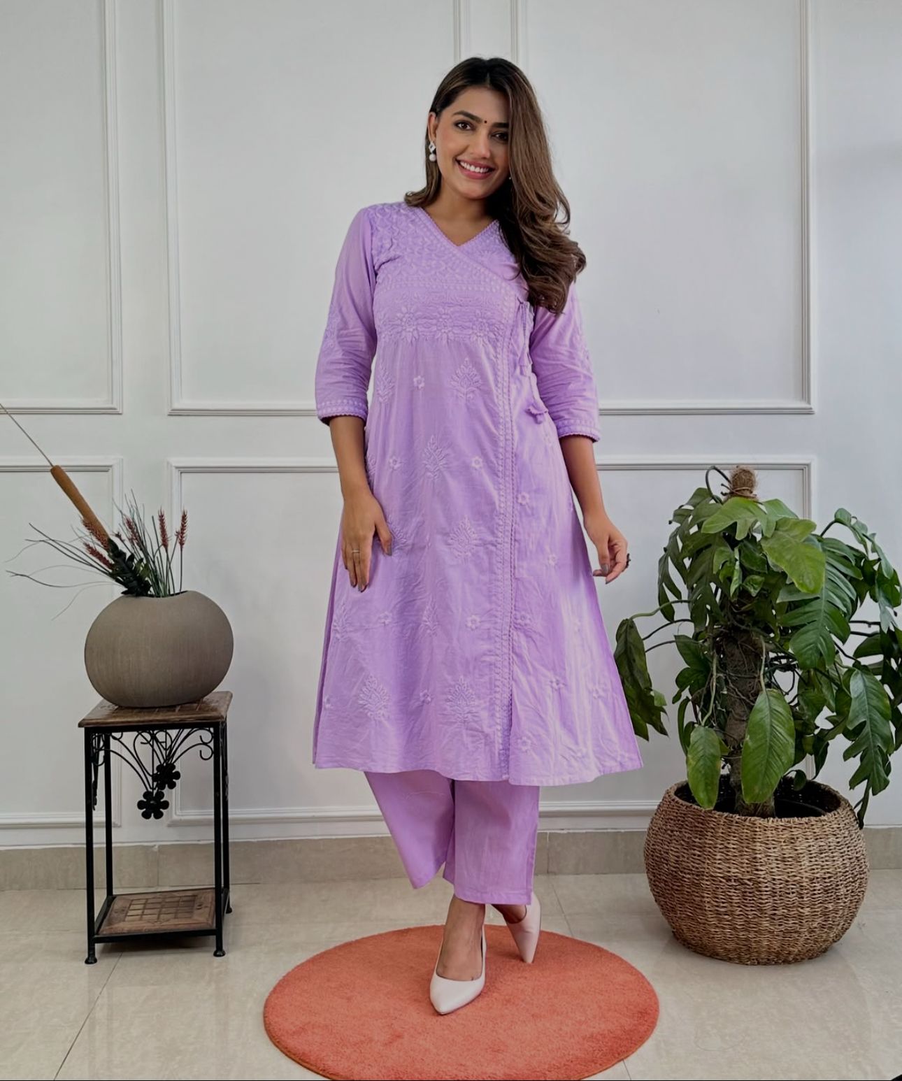 ✨✨Shop this beautiful cotton chikankari angrakha style pant sets perfect for this summer✨✨(WARED31)