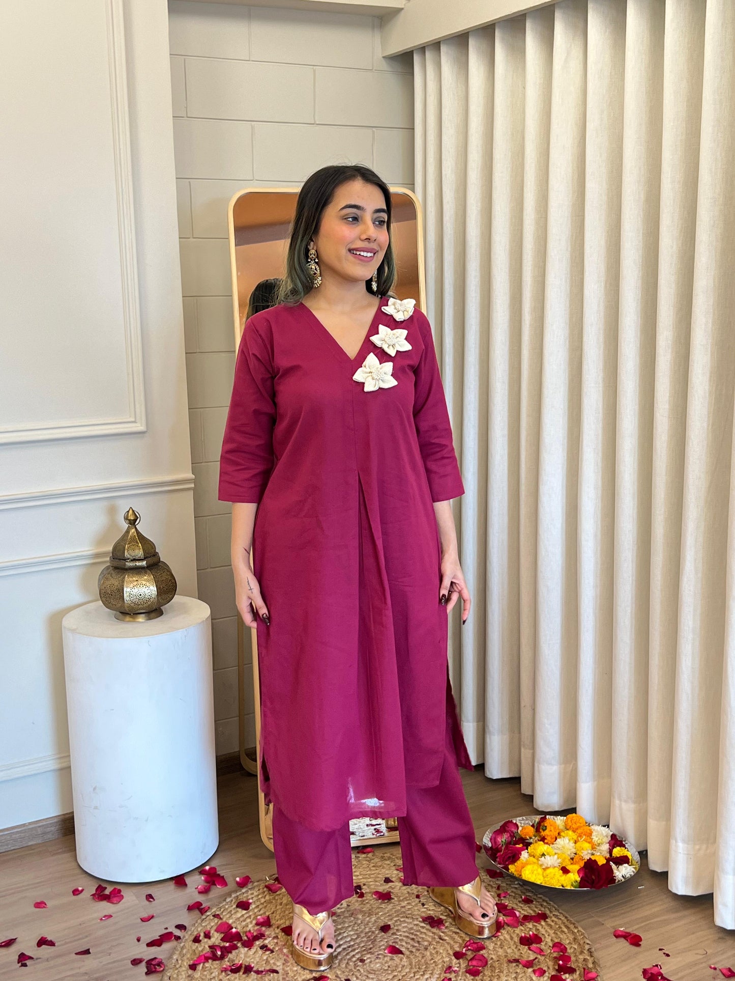 Premium *cotton slub fabric When it comes to comfort and style no one can beat Presenting slub cotton kurta set ✨(WARED34)