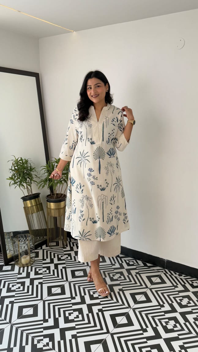 Kurta with plazo Sets-crafted from breathable flax cotton, designed for effortless elegance, and yes, they come with one side pocket Available in four stunning shades and in all sizes, these are your summer essentials. (WACD30)