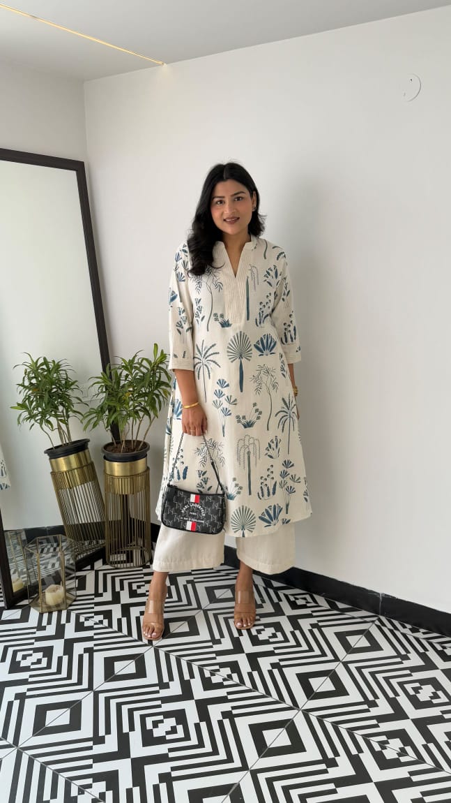 Kurta with plazo Sets-crafted from breathable flax cotton, designed for effortless elegance, and yes, they come with one side pocket Available in four stunning shades and in all sizes, these are your summer essentials. (WACD30)