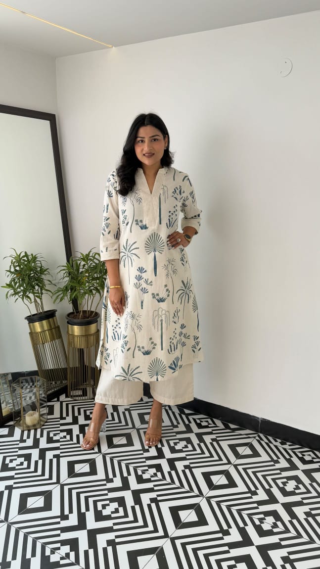 Kurta with plazo Sets-crafted from breathable flax cotton, designed for effortless elegance, and yes, they come with one side pocket Available in four stunning shades and in all sizes, these are your summer essentials. (WACD30)