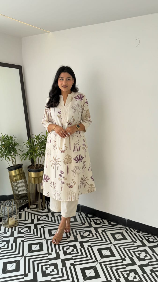 Kurta with plazo Sets-crafted from breathable flax cotton, designed for effortless elegance, and yes, they come with one side pocket Available in four stunning shades and in all sizes, these are your summer essentials (WACD33).