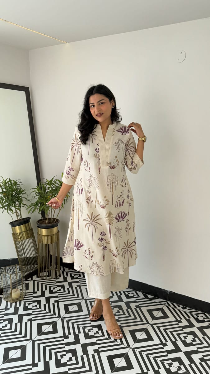 Kurta with plazo Sets-crafted from breathable flax cotton, designed for effortless elegance, and yes, they come with one side pocket Available in four stunning shades and in all sizes, these are your summer essentials (WACD33).