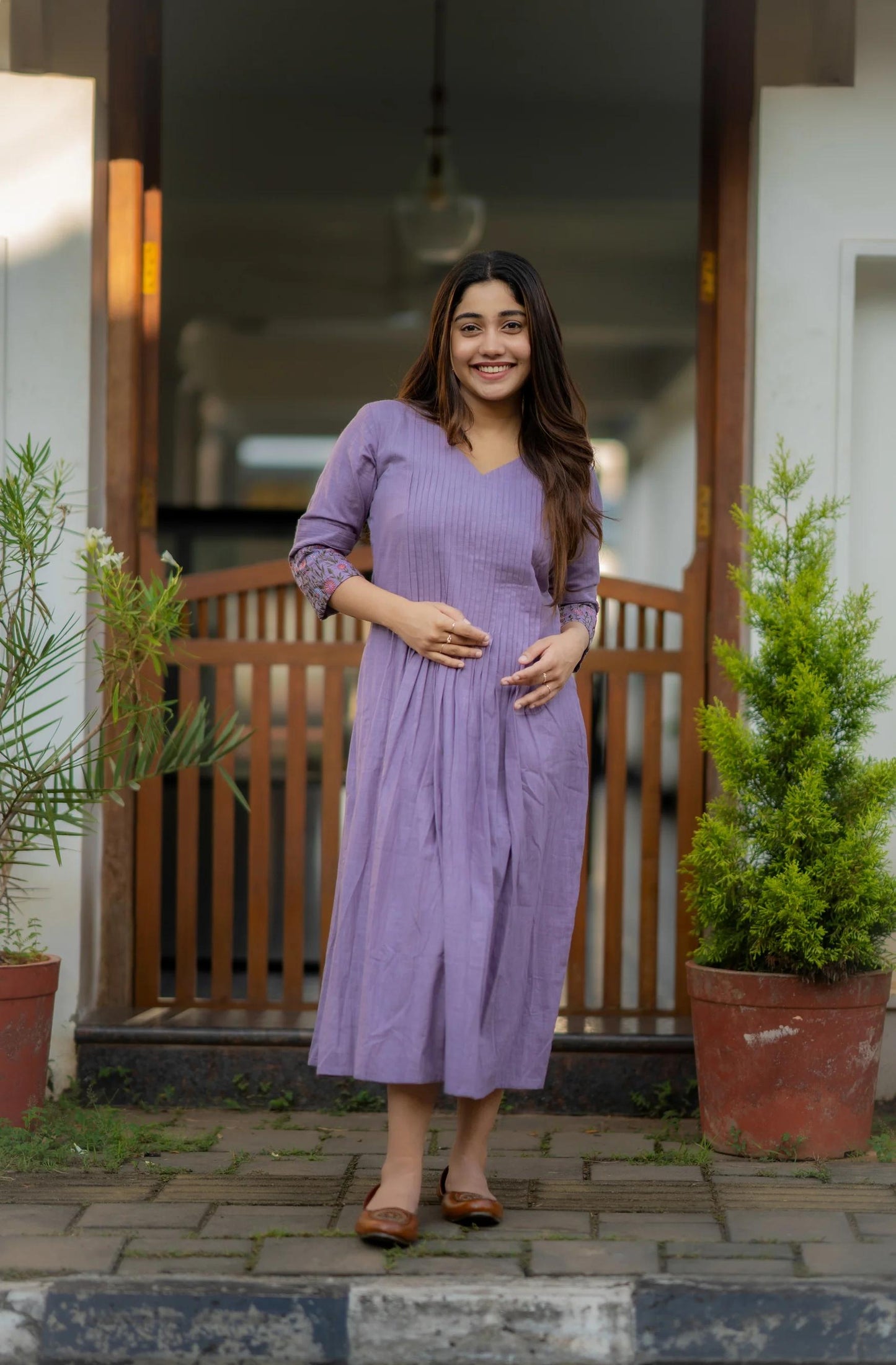 💥Launching Cotton dress with floral embroidery and Printex detailing on yoke and sleeves💥 (WACD20)