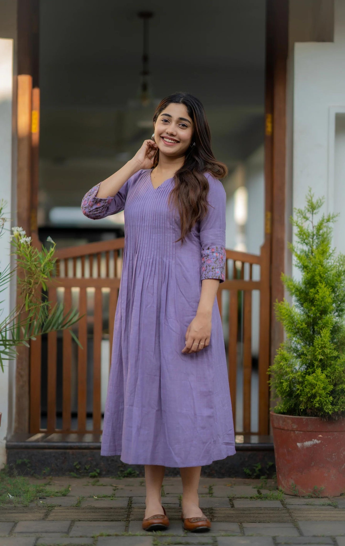 💥Launching Cotton dress with floral embroidery and Printex detailing on yoke and sleeves💥 (WACD20)