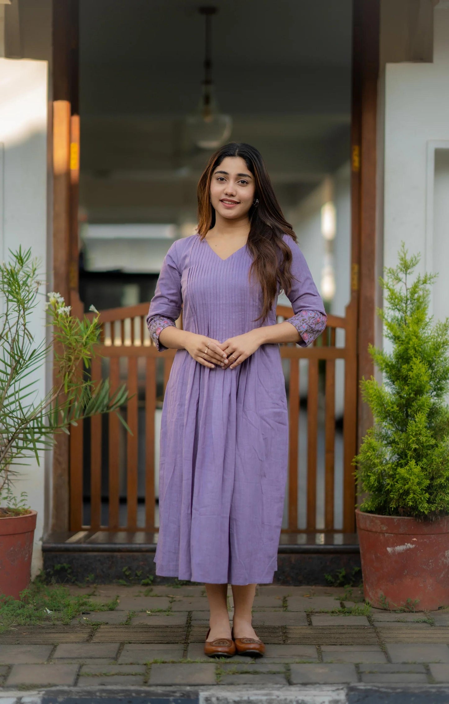 💥Launching Cotton dress with floral embroidery and Printex detailing on yoke and sleeves💥 (WACD20)