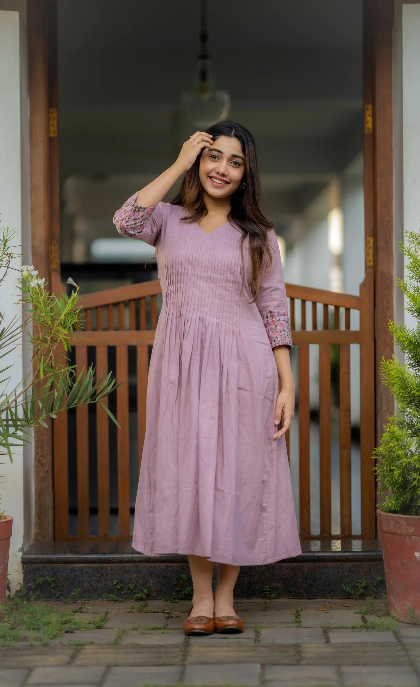 💥Launching Cotton dress with floral embroidery and Printex detailing on yoke and sleeves💥 (WACD20)