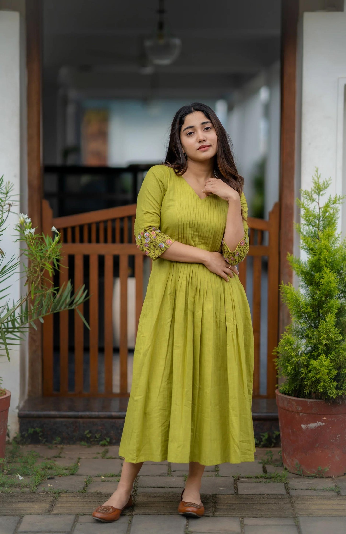 💥Launching Cotton dress with floral embroidery and Printex detailing on yoke and sleeves💥 (WACD20)