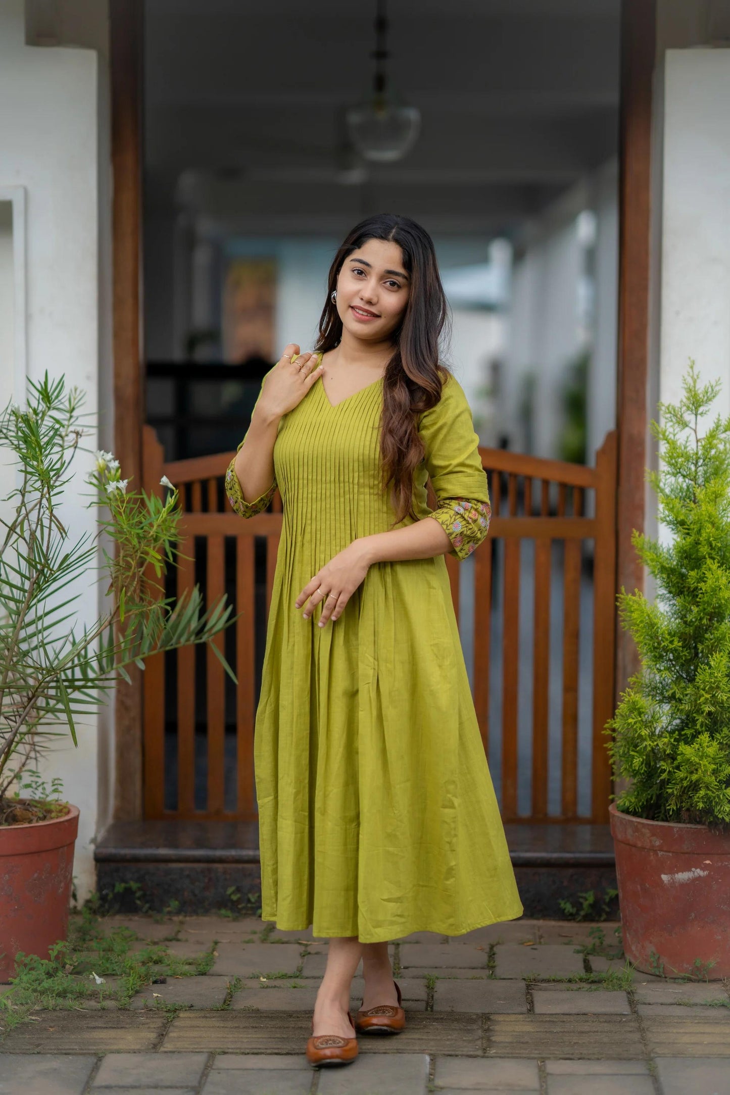 💥Launching Cotton dress with floral embroidery and Printex detailing on yoke and sleeves💥 (WACD20)