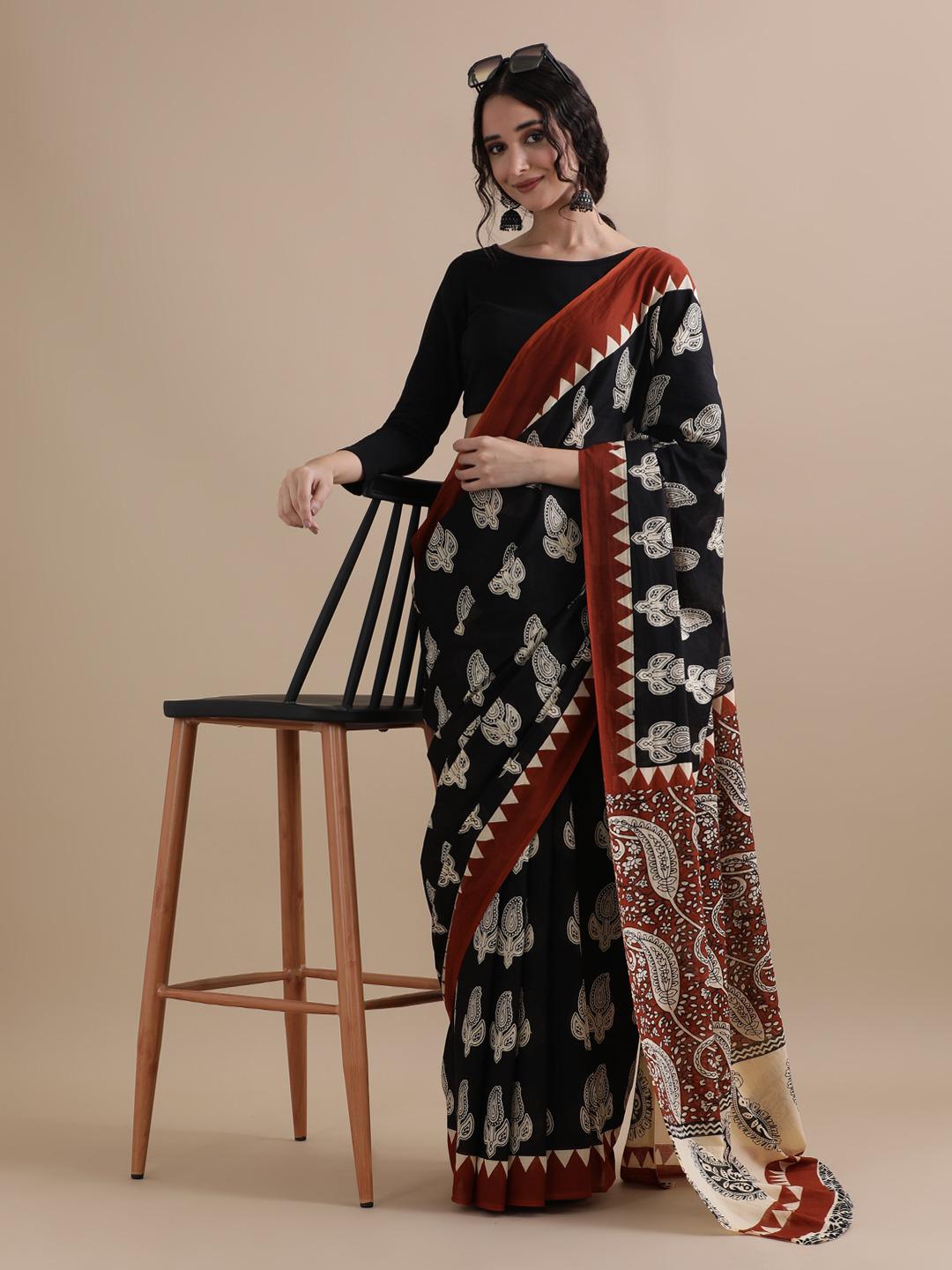 Premium Hand Block Printed Pure Cotton Saree