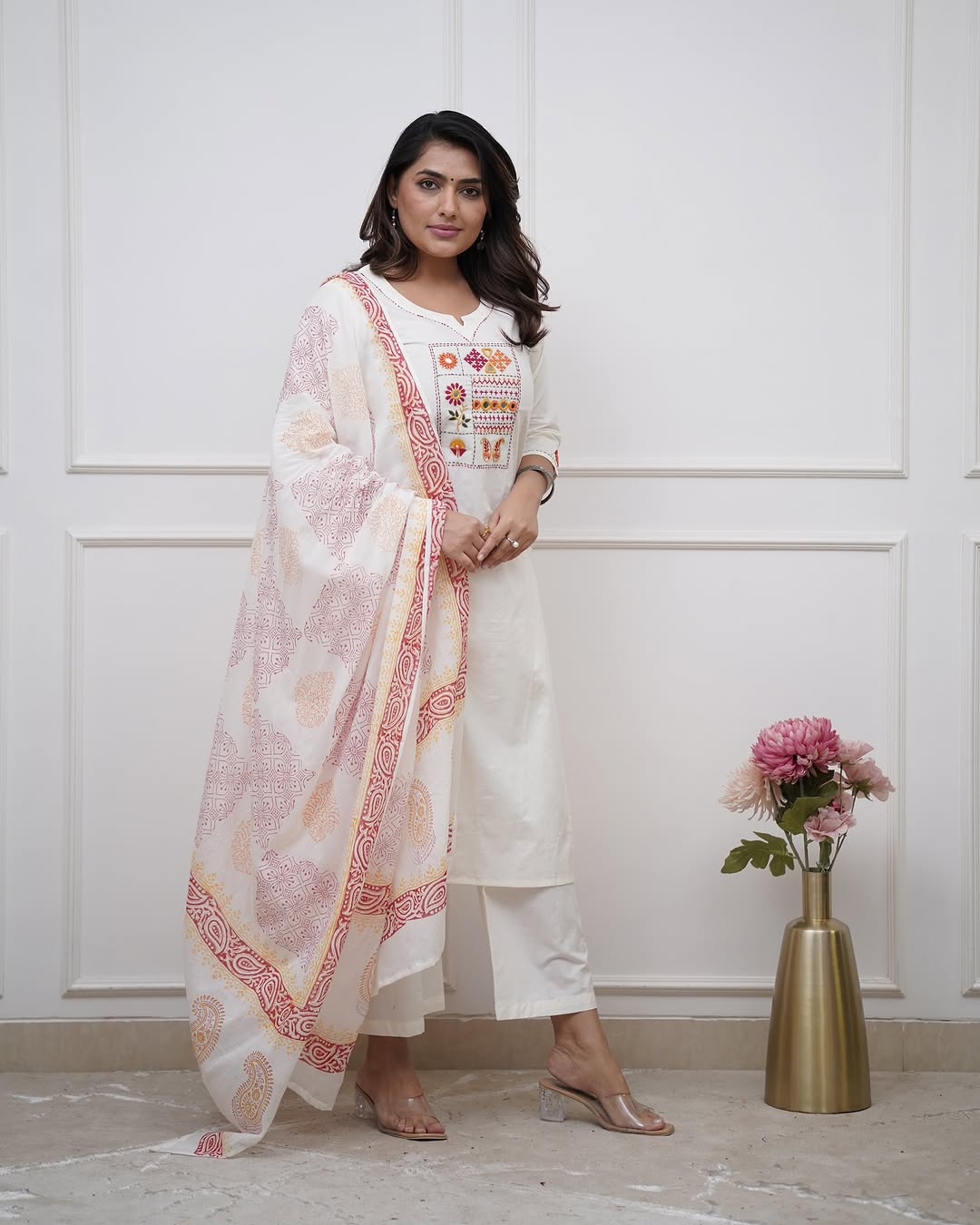 ๐ BEAUTIFUL HEAVY COTTON KURTA PANT WITH DUPATTA SET ๐๐๐(WARED393)