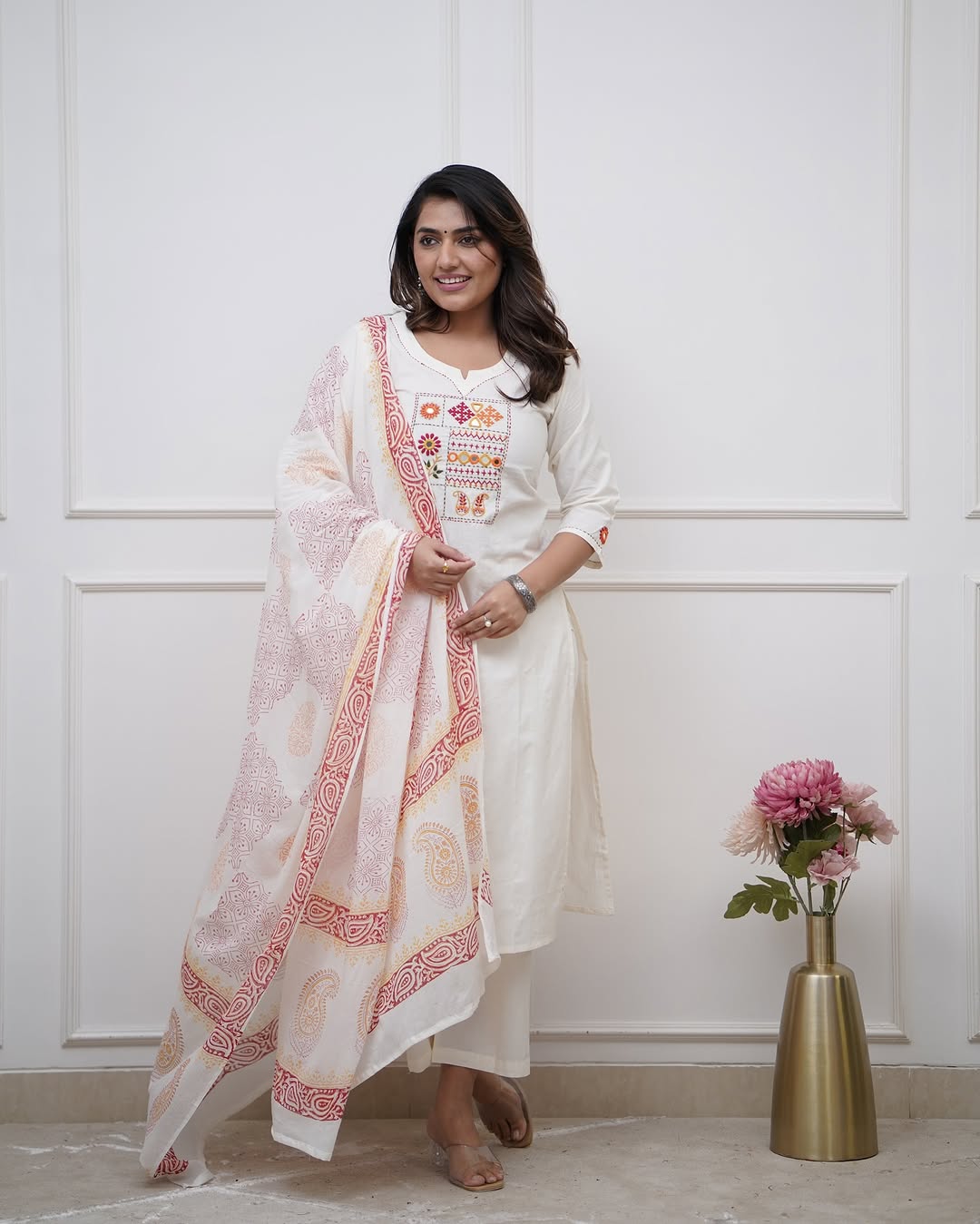 ๐ BEAUTIFUL HEAVY COTTON KURTA PANT WITH DUPATTA SET ๐๐๐(WARED393)