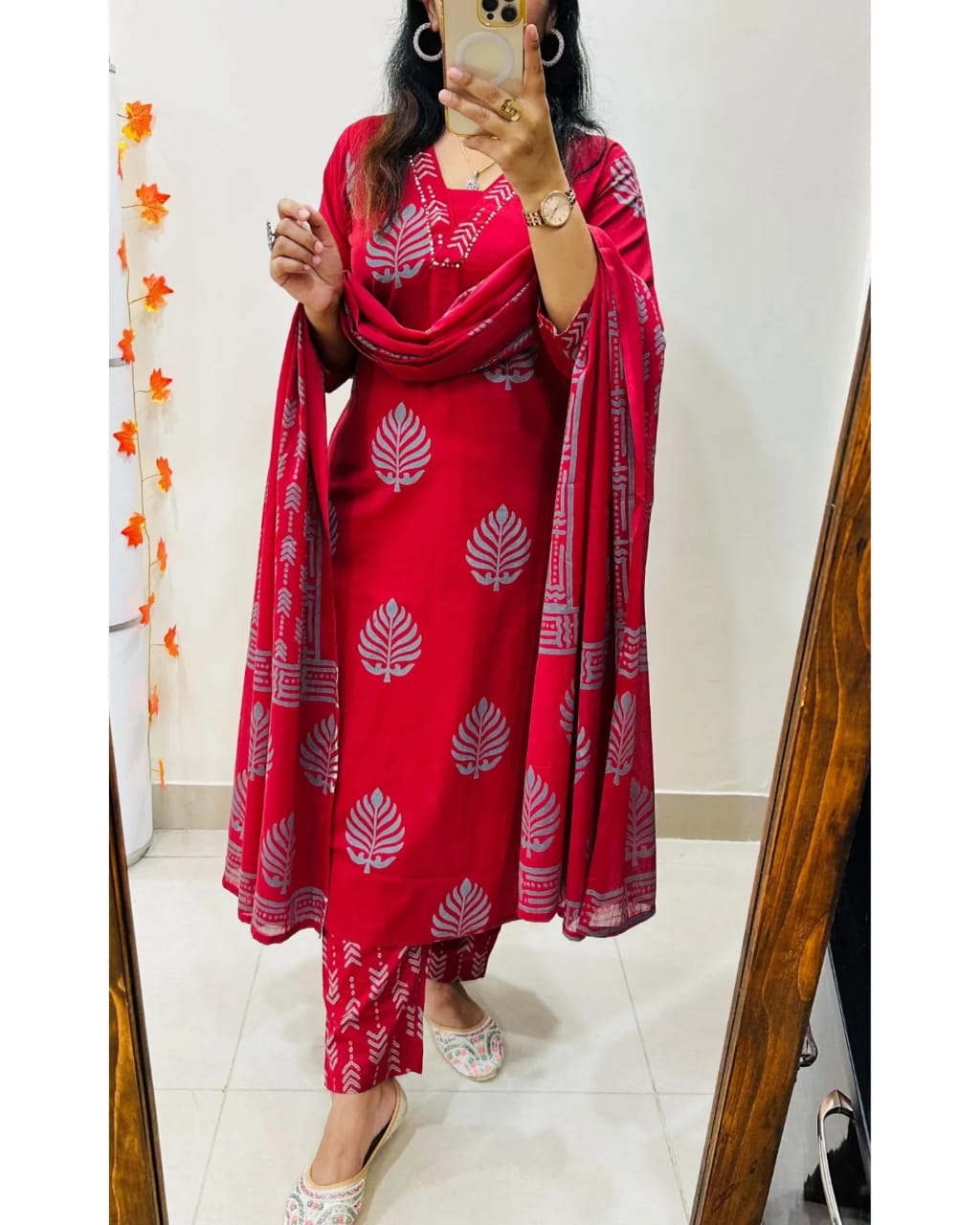 🌹🌹Pure fine Cotton fabric Sequence Work Kurti with Pant with cotton 100-100 Dupatta🌹🌹(WARED415)
