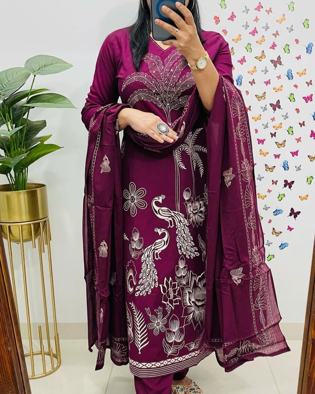 🌹🌹Pure fine Cotton fabric Kurti with Pant with cotton 100-100 Dupatta🌹🌹(WARED433)