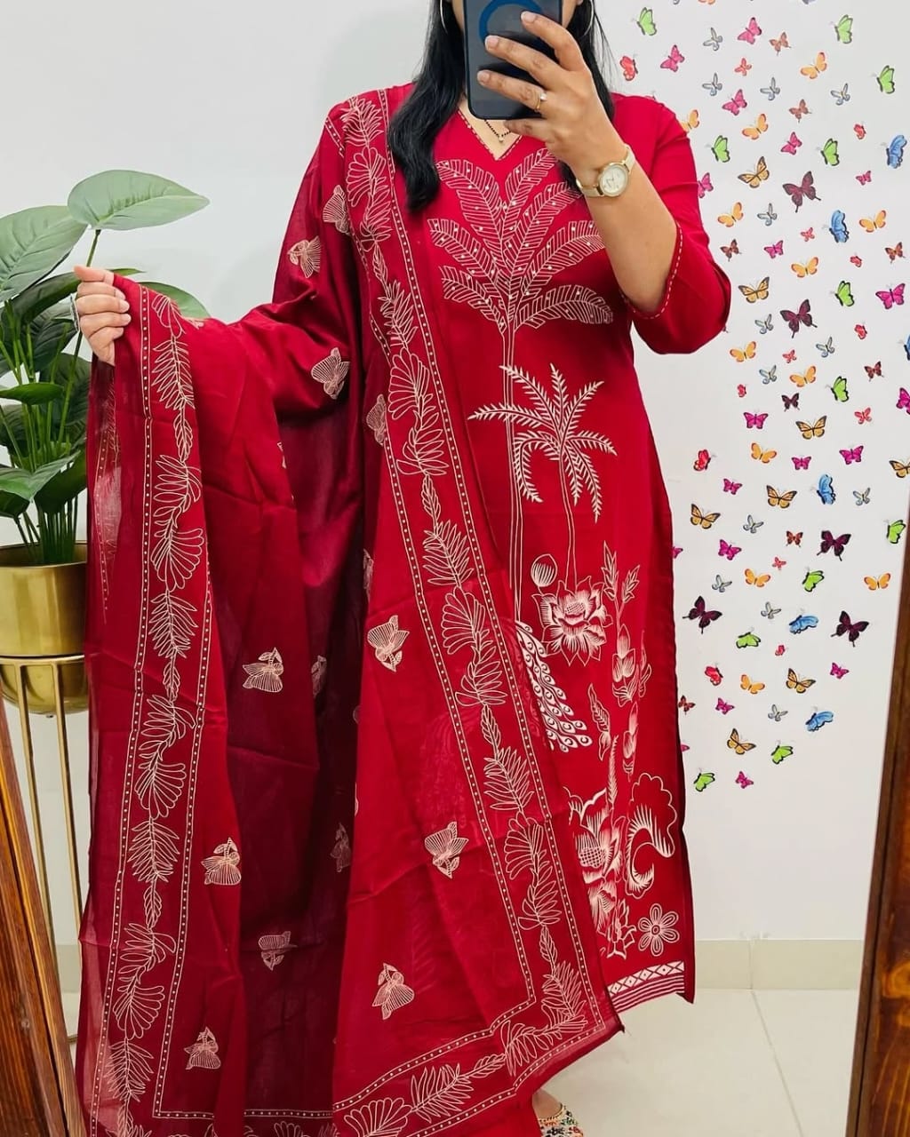 🌹🌹Pure fine Cotton fabric Kurti with Pant with cotton 100-100 Dupatta🌹🌹(WARED434)