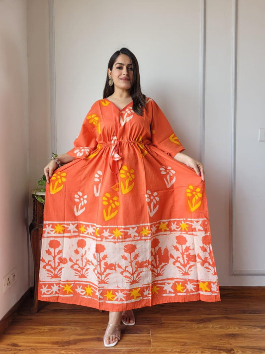 Exclusive New  Added Hand Block printed KAFTAN 🔸️Authentic PRINT, with natural colours75