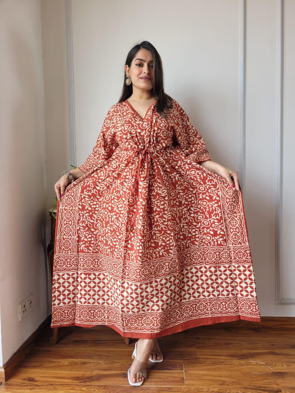 Exclusive New Added Hand Block printed KAFTAN 🔸️Authentic PRINT, with natural colours69