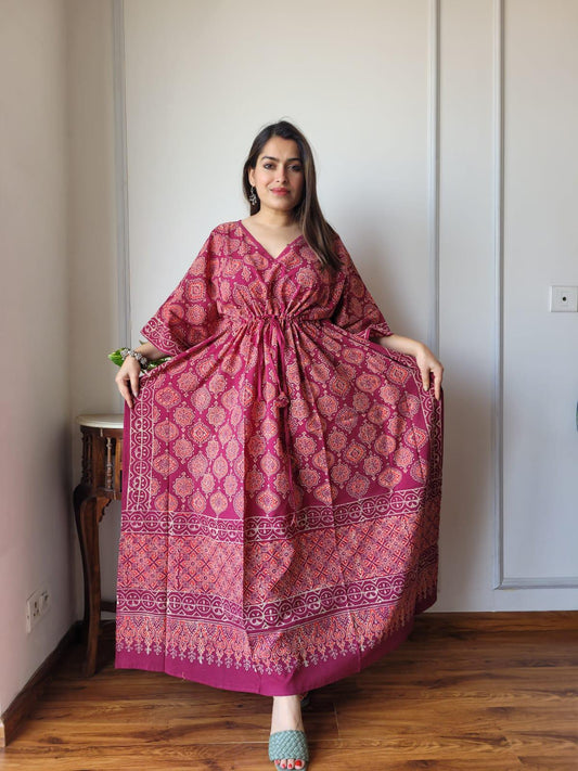 Exclusive New  Added Hand Block printed KAFTAN 🔸️Authentic PRINT, with natural colours. 45