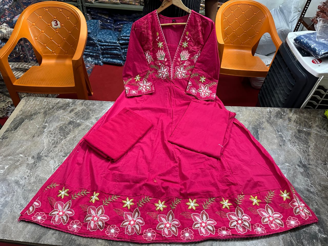 New anarkali kurta set with Cotton Pant Malmal Dupatta(WARED456)