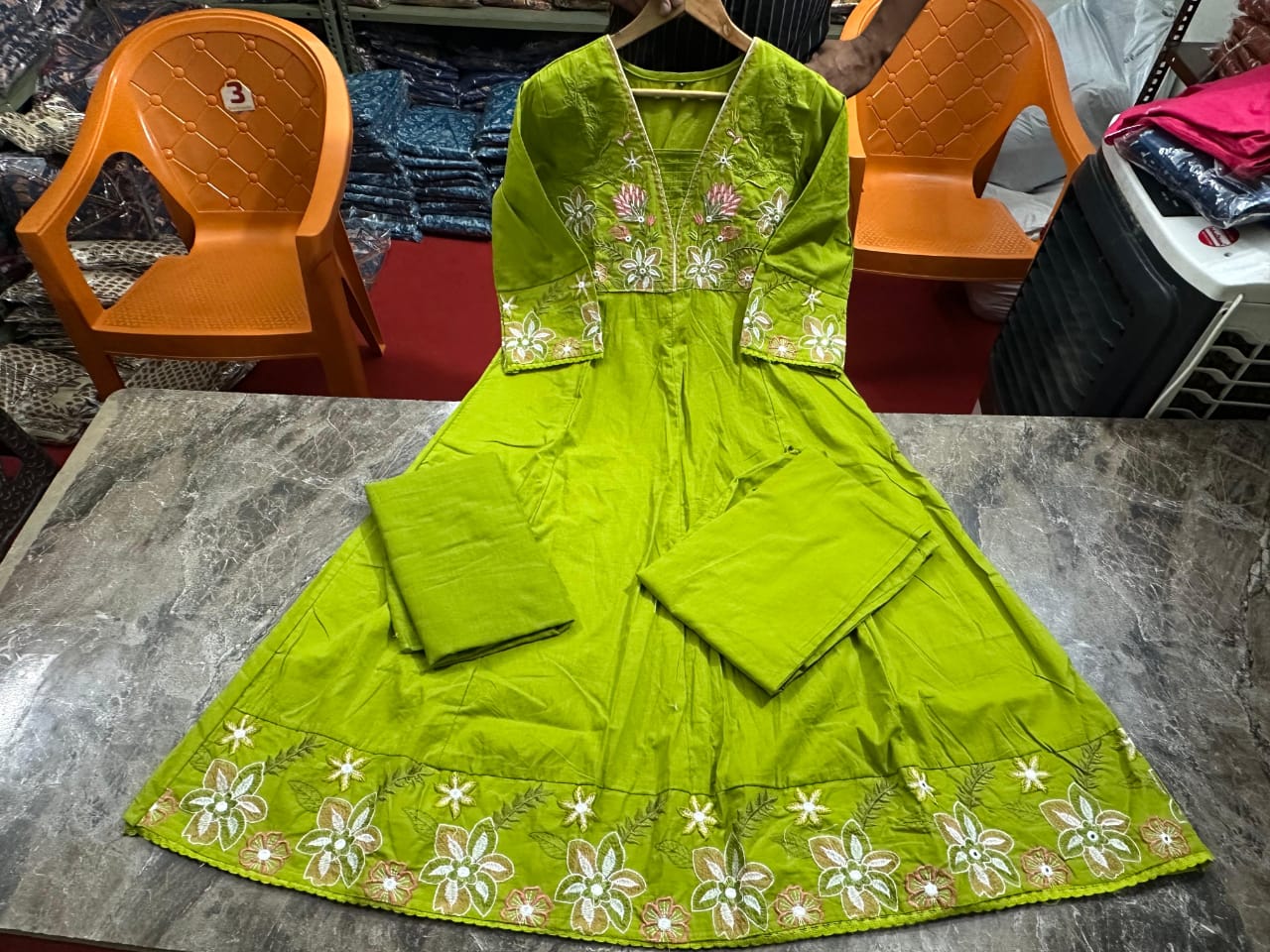 New anarkali kurta set with Cotton Pant Malmal Dupatta(WARED455)