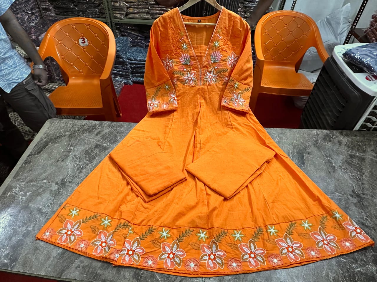 New anarkali kurta set with Cotton Pant Malmal Dupatta(WARED454)