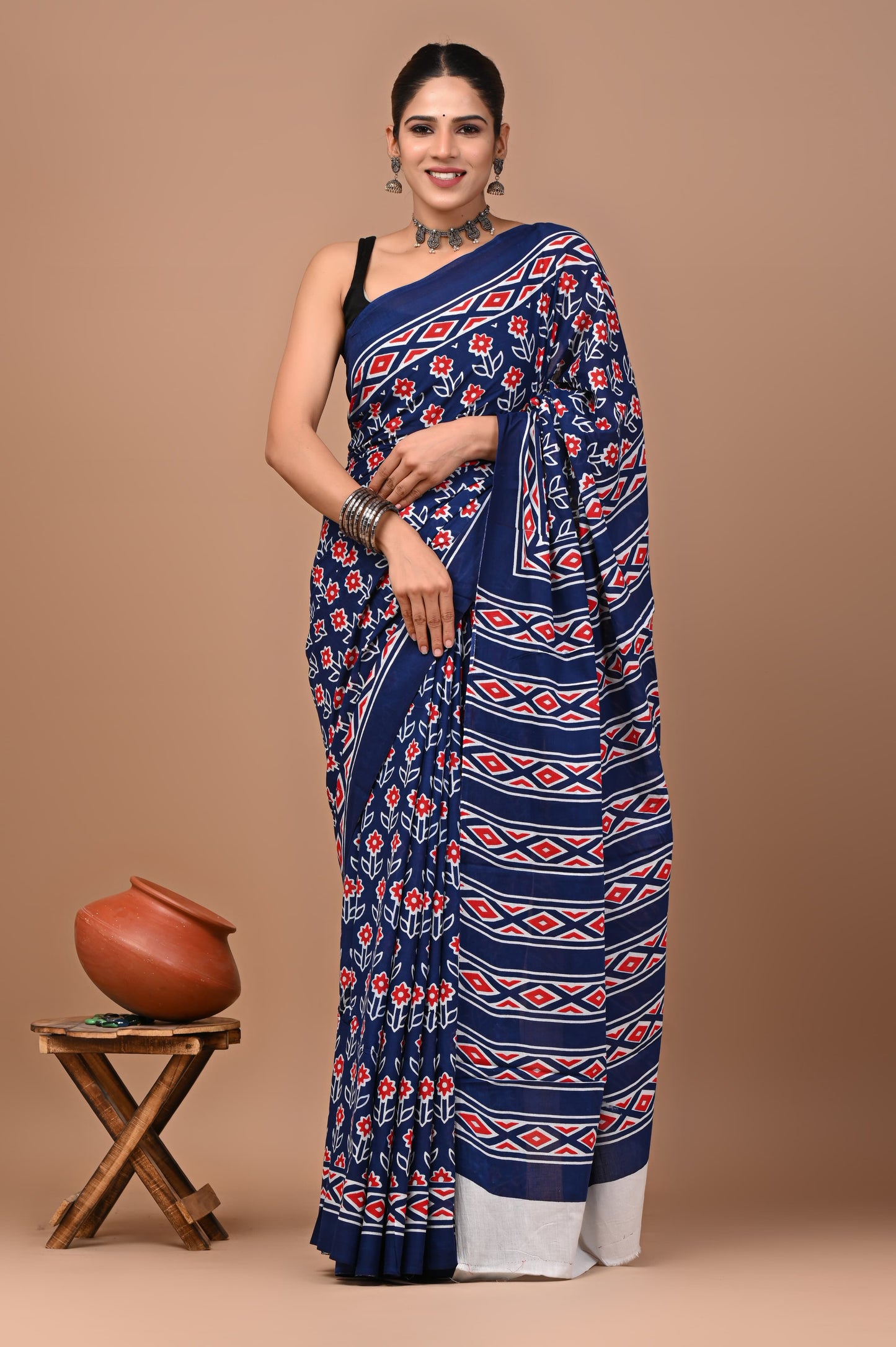 New Exclusive Block Printed Pure Cotton Saree 78
