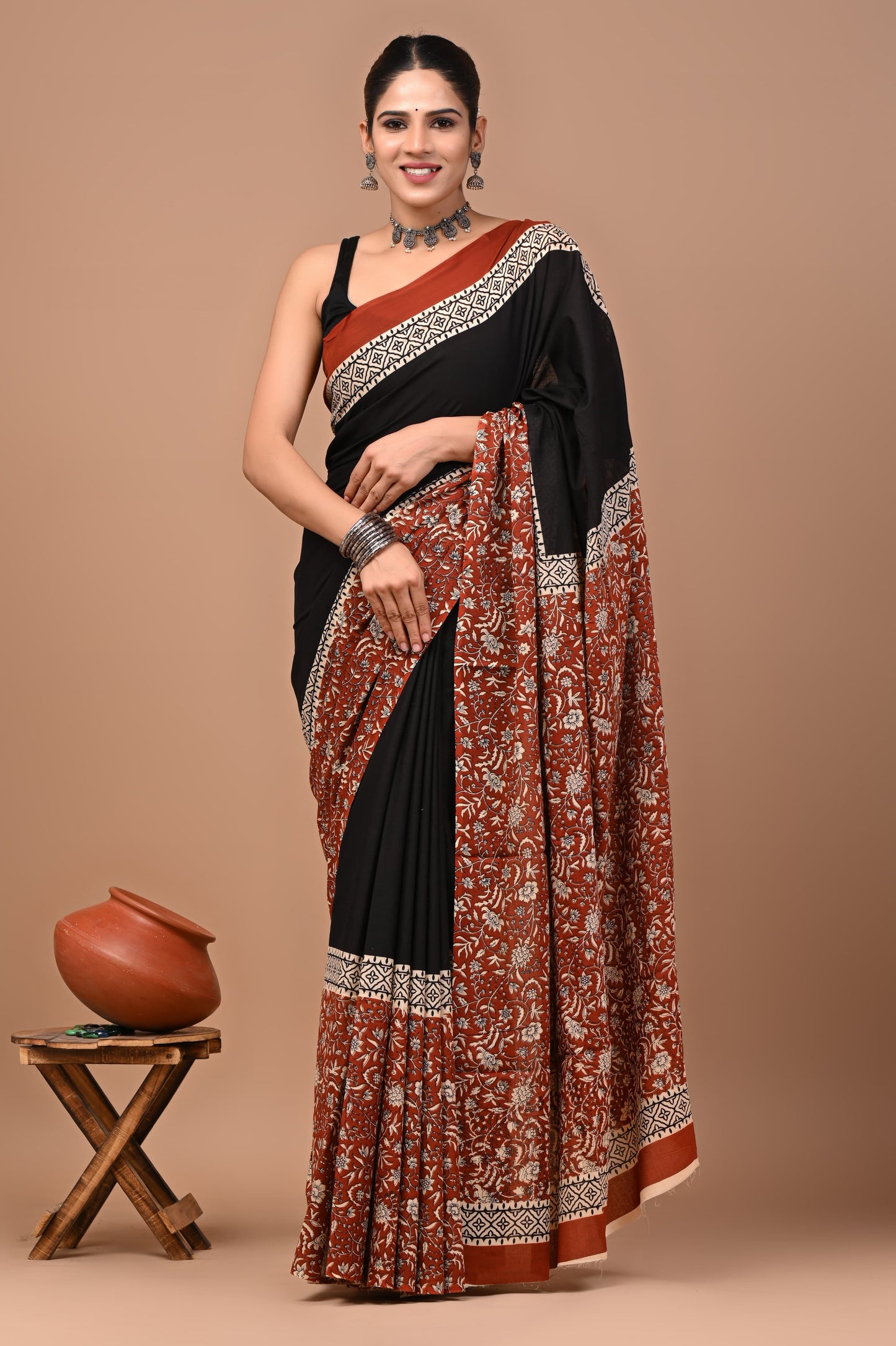 New Exclusive Block Printed Pure Cotton Saree 77