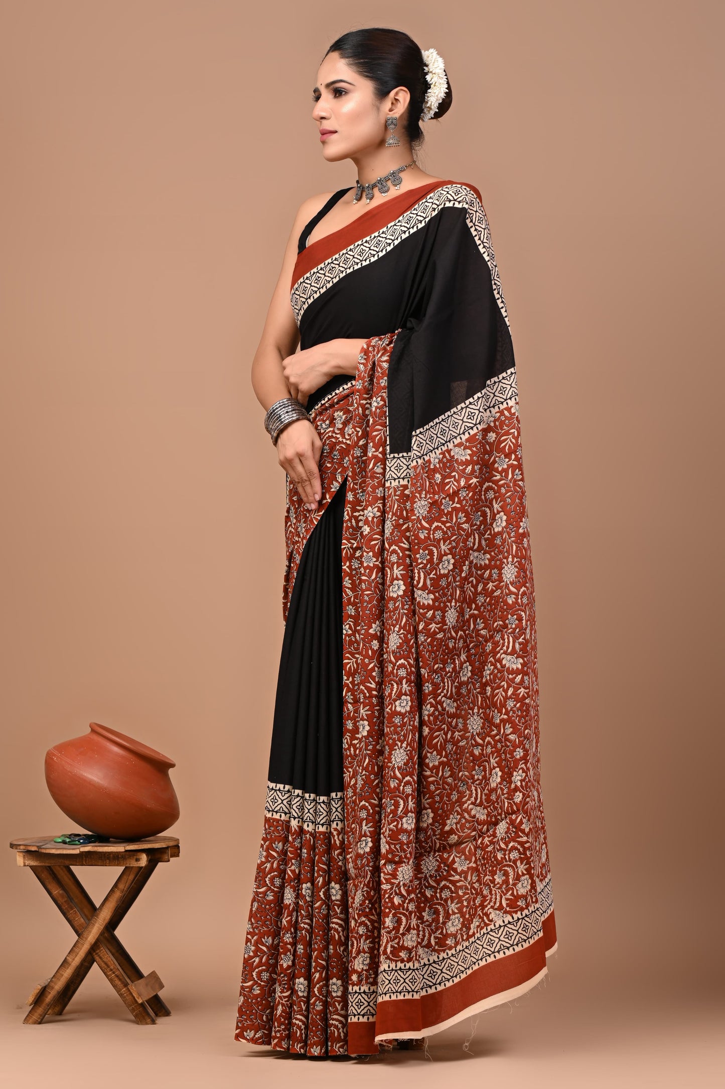 New Exclusive Block Printed Pure Cotton Saree 75