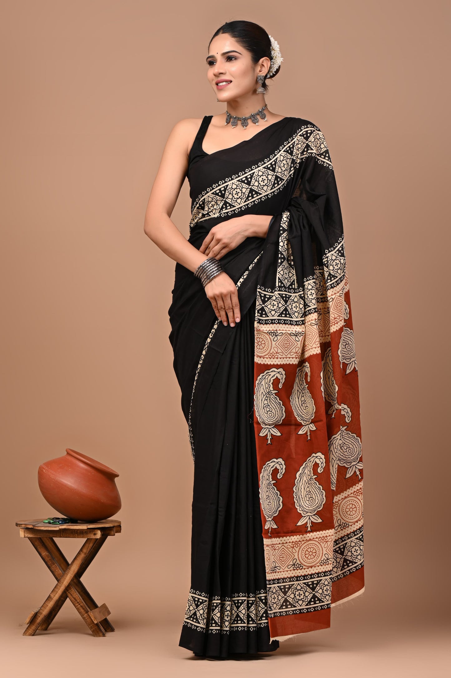 New Exclusive Block Printed Pure Cotton Saree 74